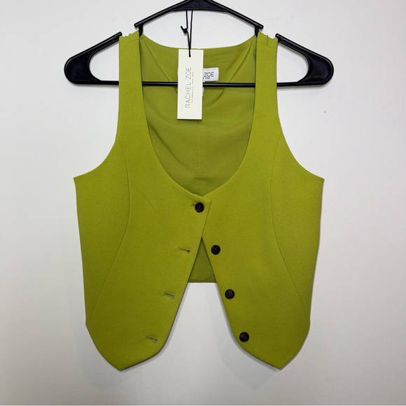Rachel Zoe Tops - Rachel Zoe Lime Green Buttoned Tank Top Vest